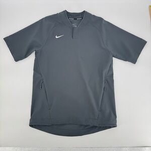 Nike Baseball Men's Dugout‎ Jacket Pullover Small Gray Short Sleeve Zip Pockets